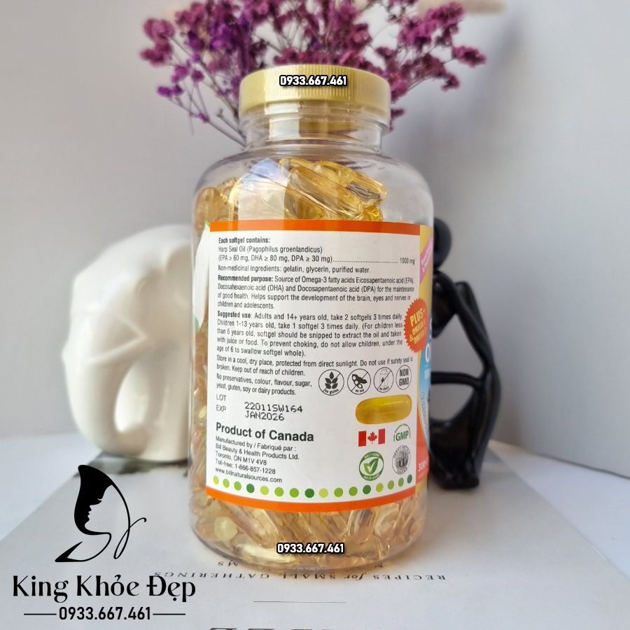 Dầu Hải Cẩu Seal Oil Omega-3 1000mg 320 Viên Chính Hãng BILL Natural Sources – Bổ Sung Omega-3 Tự Nhiên Cho Cơ Thể
