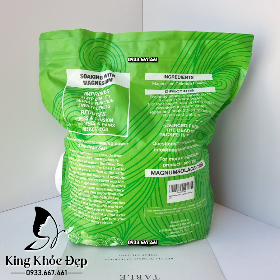 Muối tắm Magiê biển chết - Bí quyết thư giãn và phục hồi - Dead Sea Salt Magnesium Bath Flakes 4.5kg