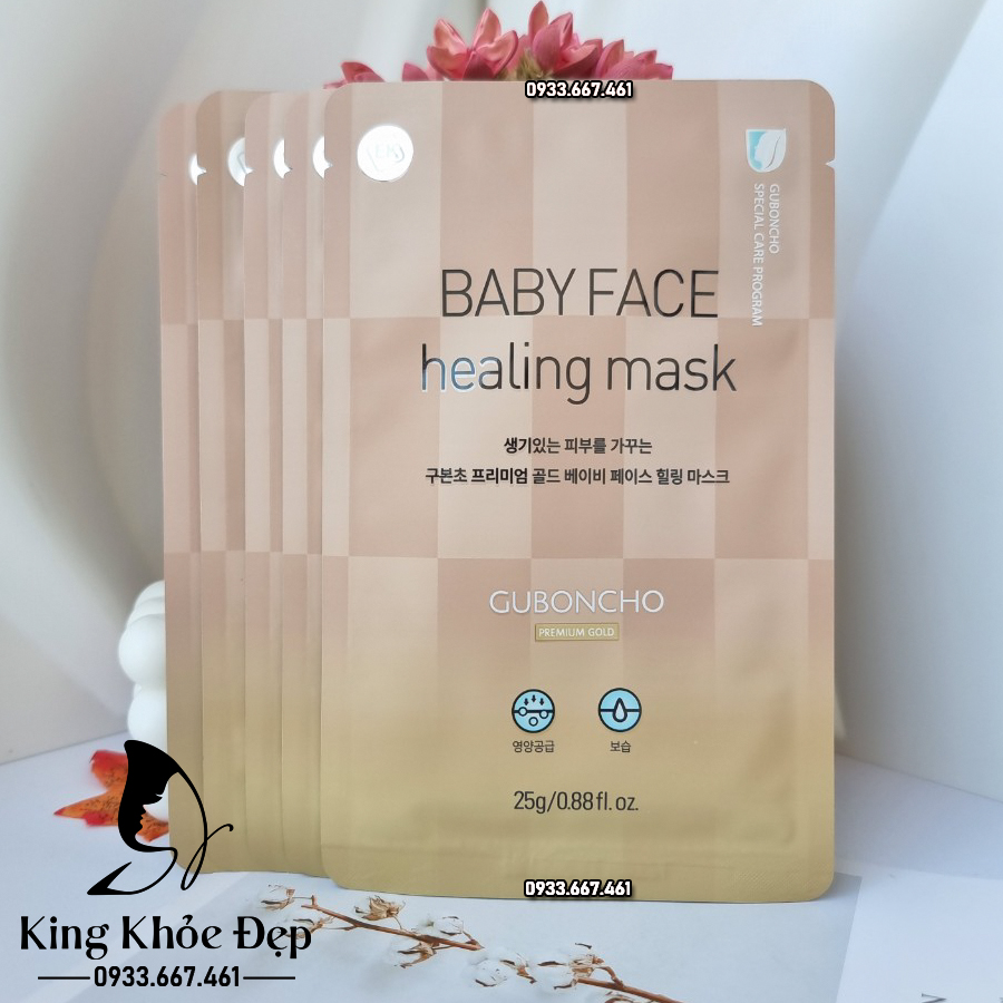 Mặt Nạ Guboncho Premium Gold Baby Face Healing Mask 5 Miếng – Da Mịn Màng Như Em Bé Sau Mỗi Lần Đắp