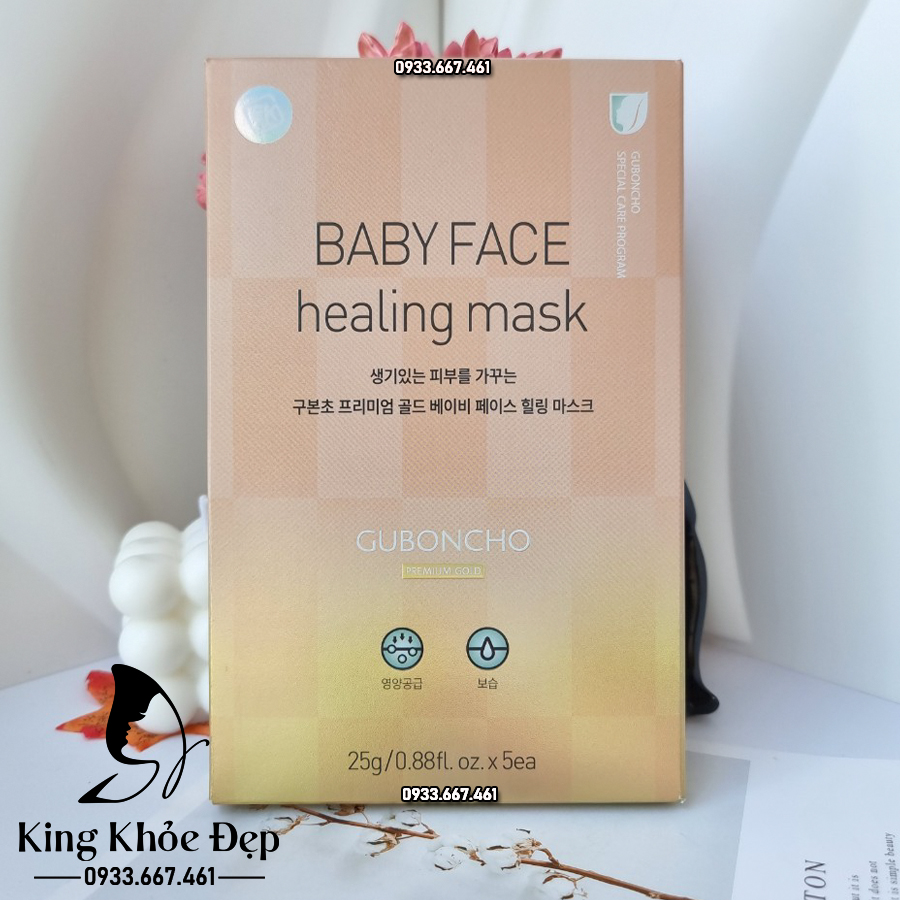 Mặt Nạ Guboncho Premium Gold Baby Face Healing Mask 5 Miếng – Da Mịn Màng Như Em Bé Sau Mỗi Lần Đắp
