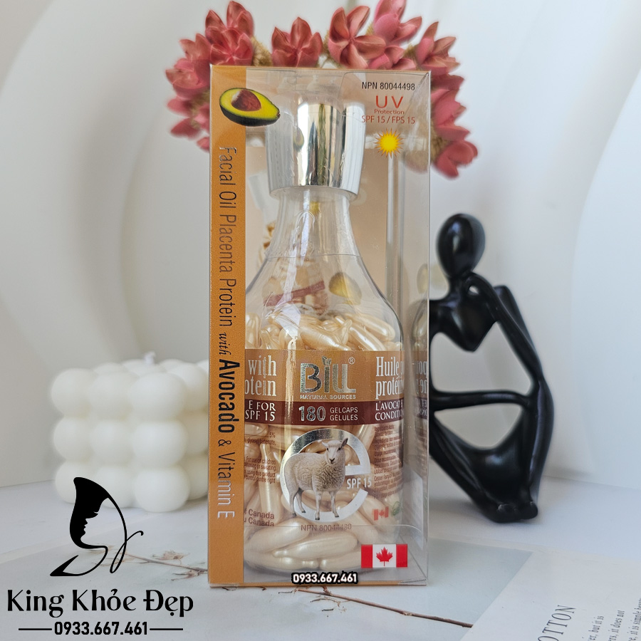 Viên Bôi Nhau Thai Cừu Bơ & Vitamin E 180 Viên SPF15 Chính Hãng Bill Natural Sources – Serum Viên Dưỡng Ẩm Sâu & Bảo Vệ Da