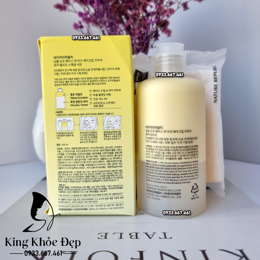 Nước Tẩy Trang Nature Republic Face & Eye Makeup Remover Pure Relief