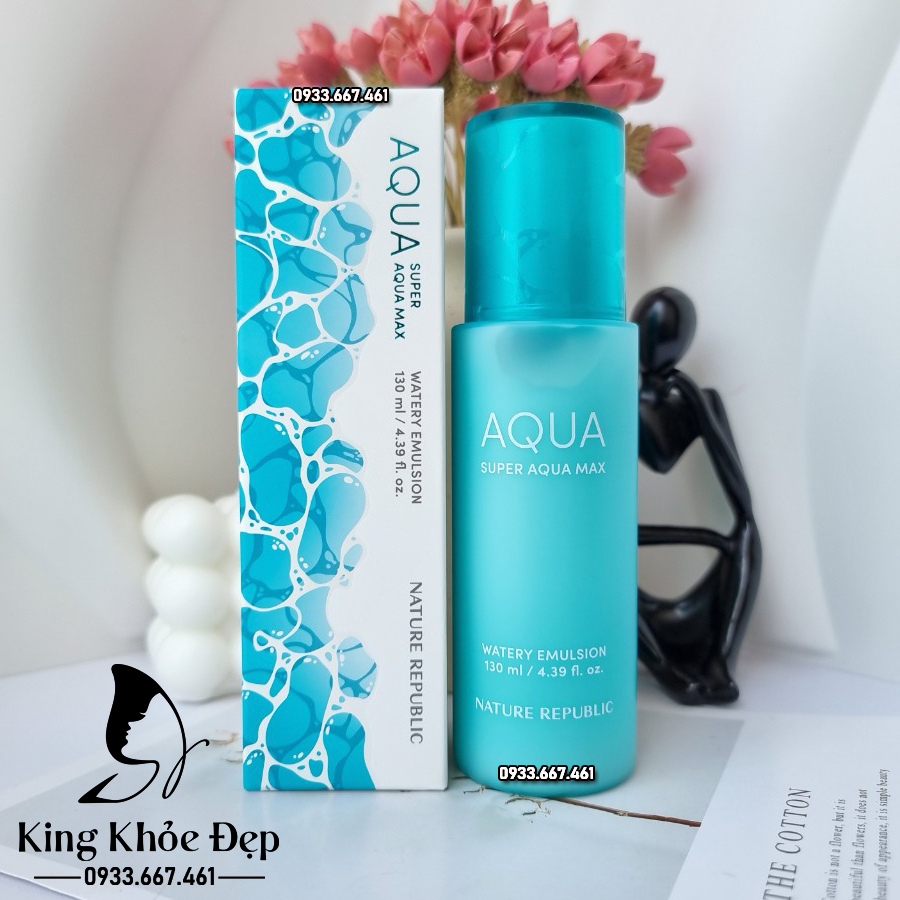 Sữa Dưỡng Nature Republic Aqua Super Aqua Max Watery Emulsion – Cấp Ẩm Dịu Nhẹ, Cho Làn Da Mịn Mượt Chuẩn Hàn