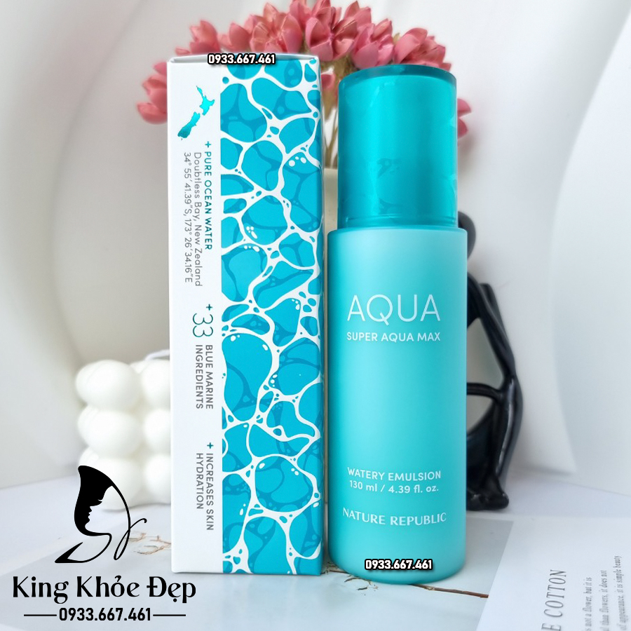 Sữa Dưỡng Nature Republic Aqua Super Aqua Max Watery Emulsion – Cấp Ẩm Dịu Nhẹ, Cho Làn Da Mịn Mượt Chuẩn Hàn
