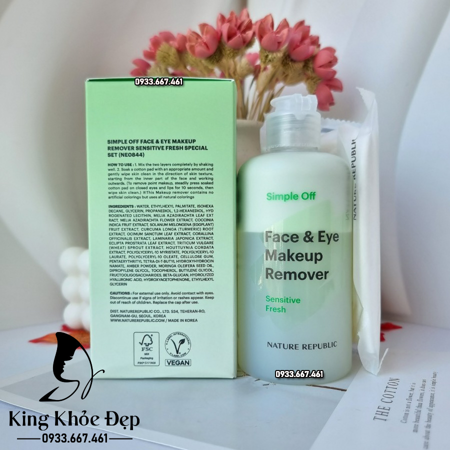 Nước Tẩy Trang Nature Republic Face & Eye Makeup Remover Sensitive Fresh