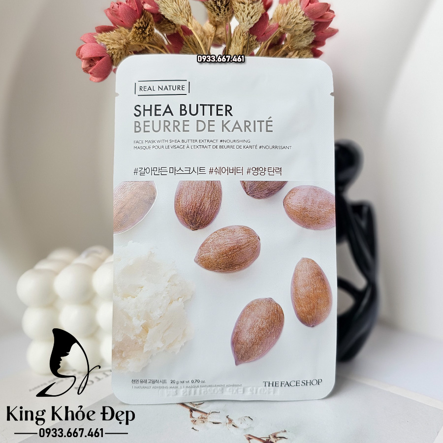 Mặt Nạ Dưỡng Da Real Nature Shea Butter The Face Shop 10 Miếng – Dưỡng Ẩm Sâu & Phục Hồi Da Khô Ráp