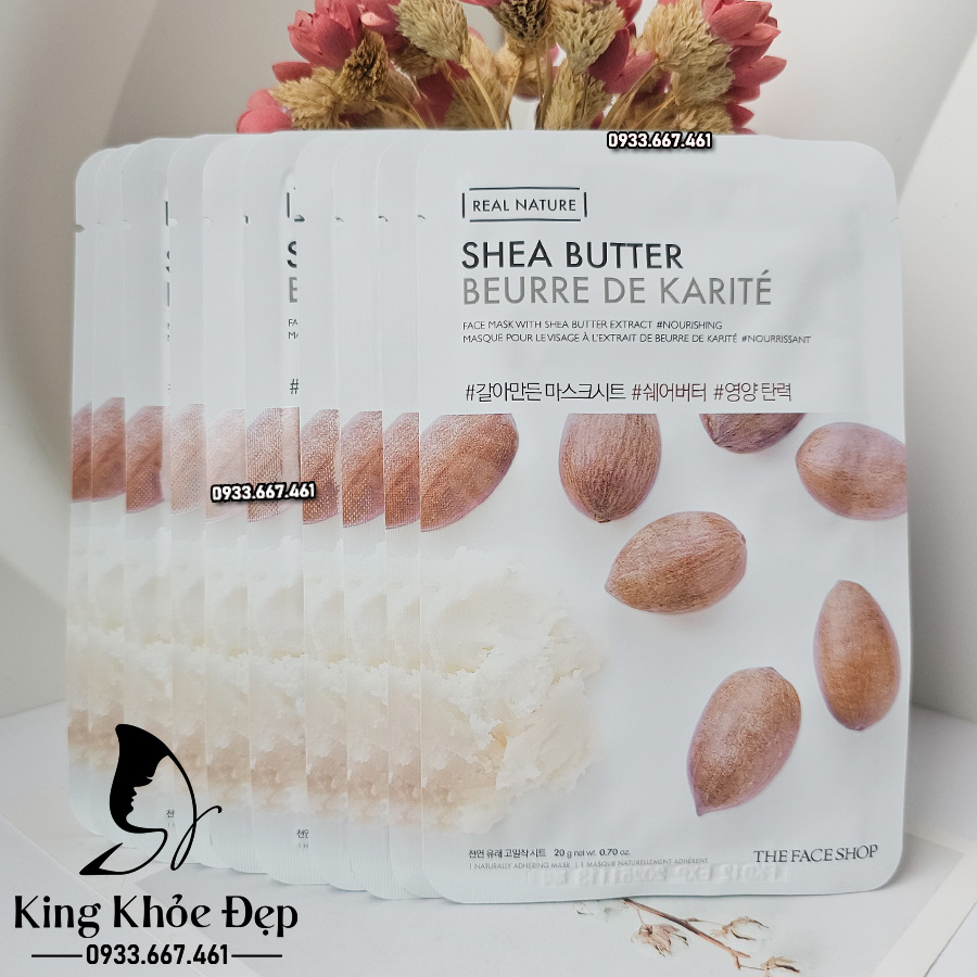 Mặt Nạ Dưỡng Da Real Nature Shea Butter The Face Shop 10 Miếng – Dưỡng Ẩm Sâu & Phục Hồi Da Khô Ráp