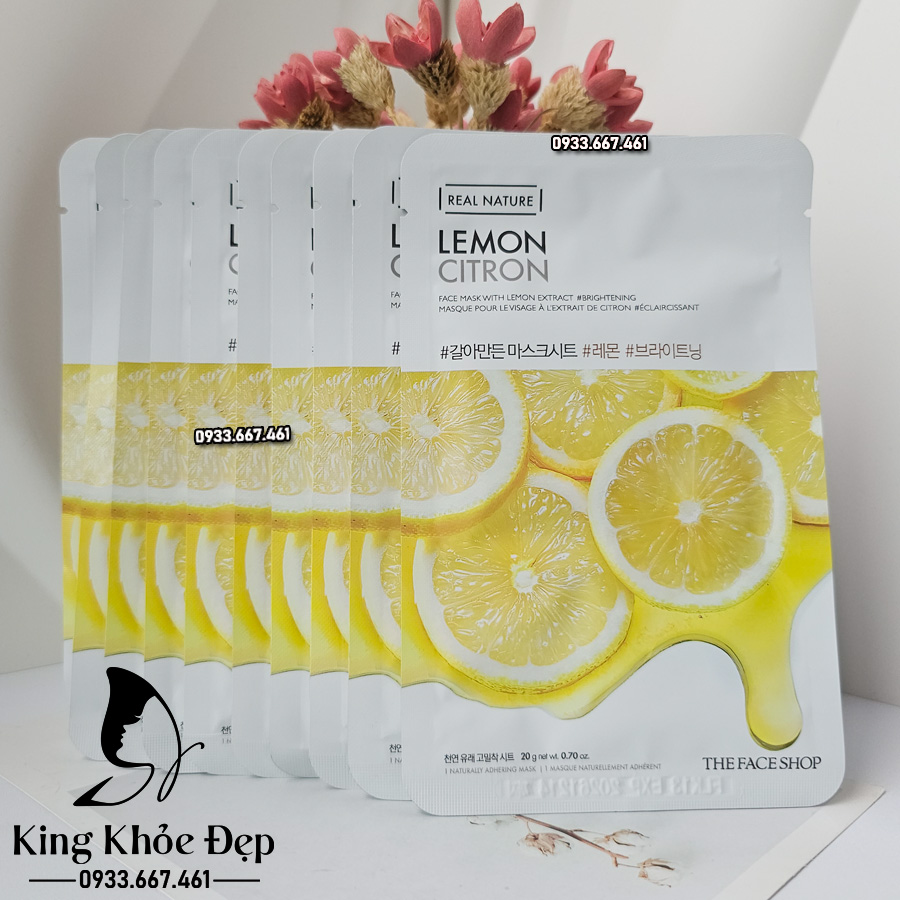 Mặt Nạ Chanh Real Nature Lemon The Face Shop 10 Miếng – Làm Sáng Da & Giảm Thâm Hiệu Quả