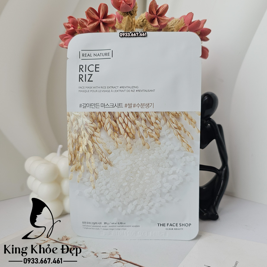 Mặt Nạ Gạo Real Nature Rice The Face Shop 10 Miếng – Dưỡng Trắng & Làm Sáng Da Tự Nhiên