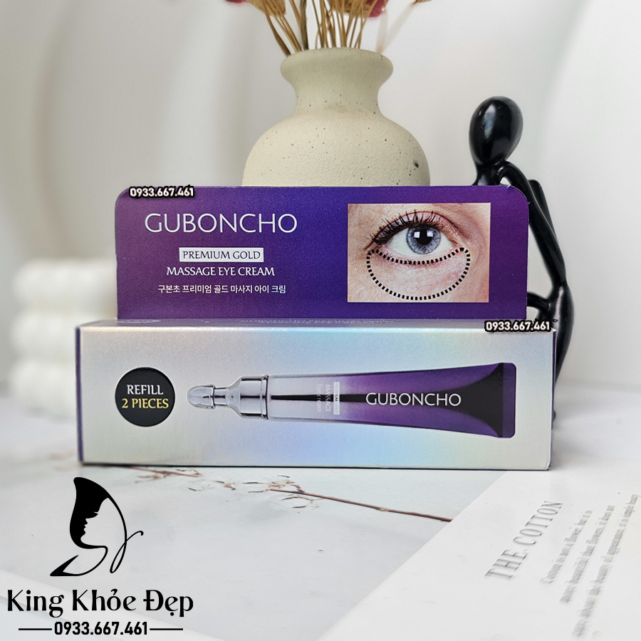Kem Dưỡng Mắt Guboncho Premium Gold Massage Eye Cream 1+1 – Giảm Thâm, Xóa Nhăn, Săn Chắc Vùng Da Mắt