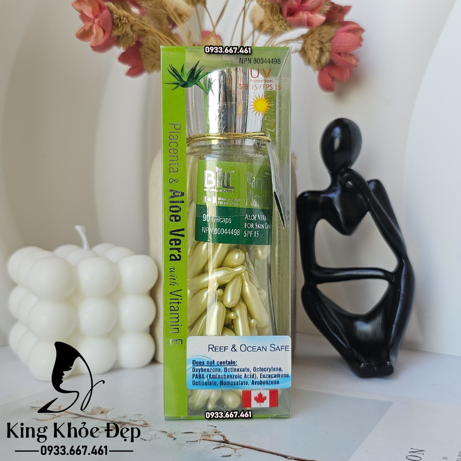 Viên Bôi Dưỡng Da Nhau Thai Cừu Nha Đam Và Vitamin E 90 Viên (Chống Nắng SPF/15) 