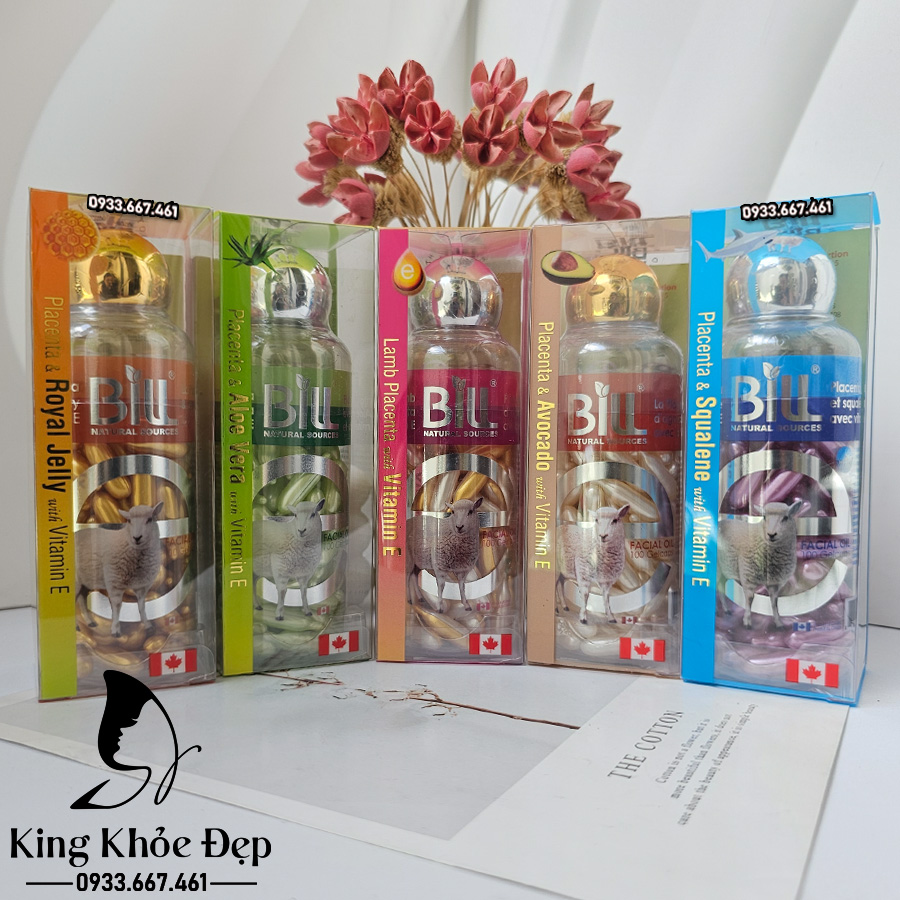 Viên Bôi Dưỡng Da Nhau Thai Cừu Sữa Ong Chúa & Vitamin E 100 Viên Chính Hãng Bill Natural Sources – Serum Viên Cấp Ẩm & Trẻ Hóa Da