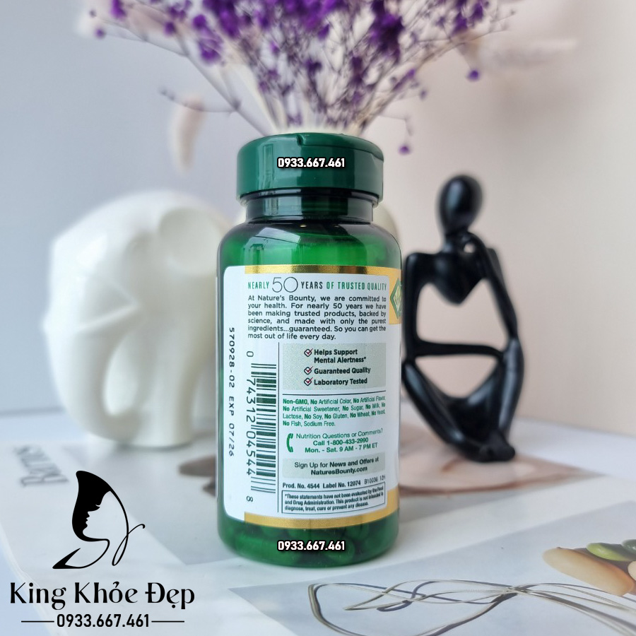 Viên Uống Bổ Não Nature'S Bounty Ginkgo Biloba 120 Mg – Tăng Cường Trí Nhớ, Lưu Thông Máu Não Hiệu Quả