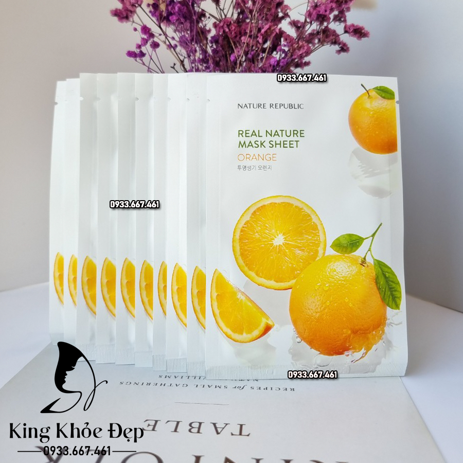 Mặt Nạ Nature Republic Real Nature Mask Sheet Orange 10 Miếng – Bừng Sáng Làn Da, Ngăn Ngừa Lão Hóa