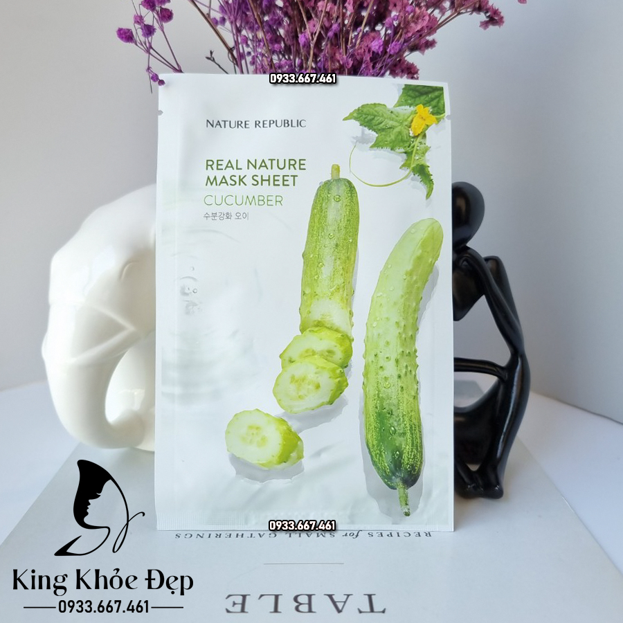 Mặt Nạ Nature Republic Real Nature Mask Sheet Cucumber 10 Miếng – Làm Dịu & Cấp Nước Tức Thì Cho Da
