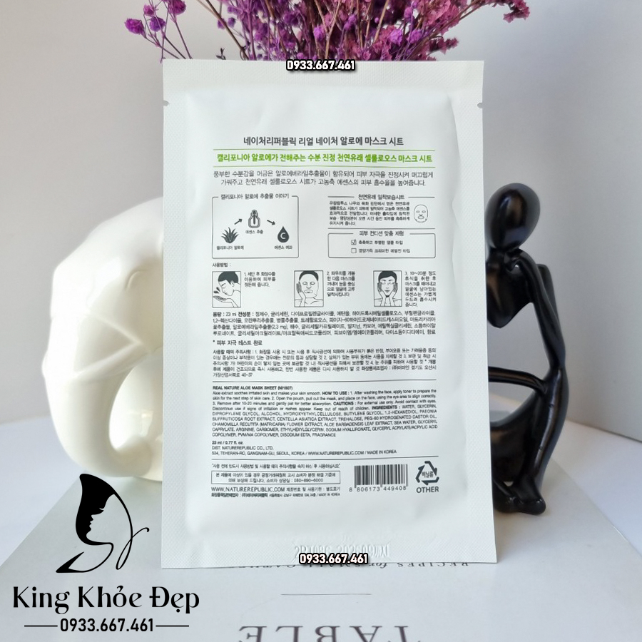 Mặt Nạ Nature Republic Real Nature Mask Sheet Aloe 10 Miếng – Dưỡng Ẩm & Làm Dịu Da Hiệu Quả