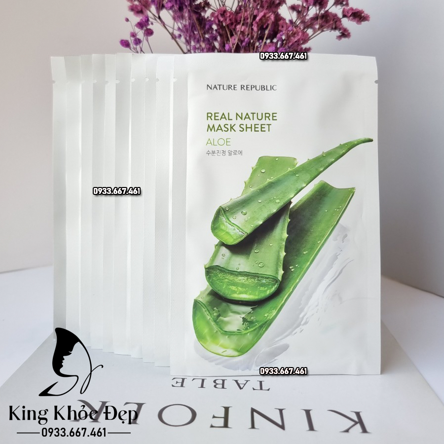 Mặt Nạ Nature Republic Real Nature Mask Sheet Aloe 10 Miếng – Dưỡng Ẩm & Làm Dịu Da Hiệu Quả